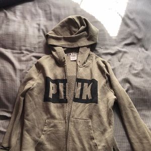 PINK army green zip up jacket